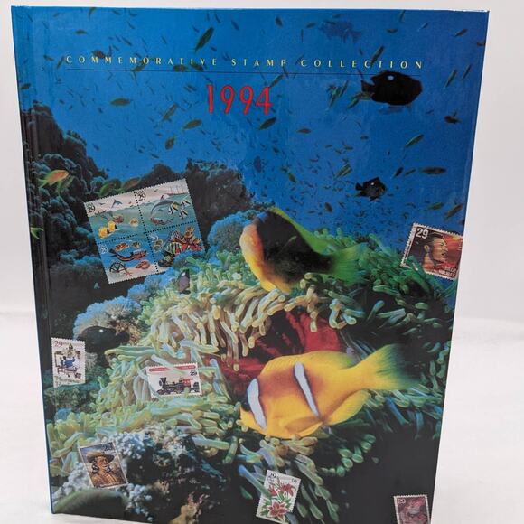 1994 Commemorative Stamp Collection Book Rockwell Moon Landing Steam Locomotives - Picture 1 of 13